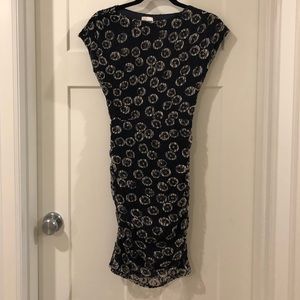 Reiss navy lace shirred dress
